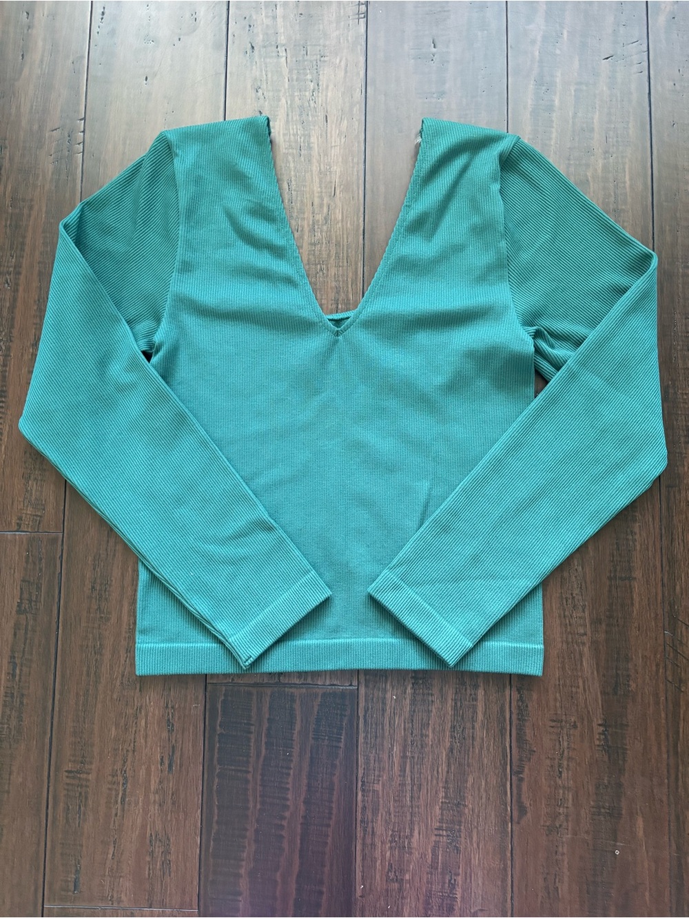 A new day Green V-neck Long Sleeve Top